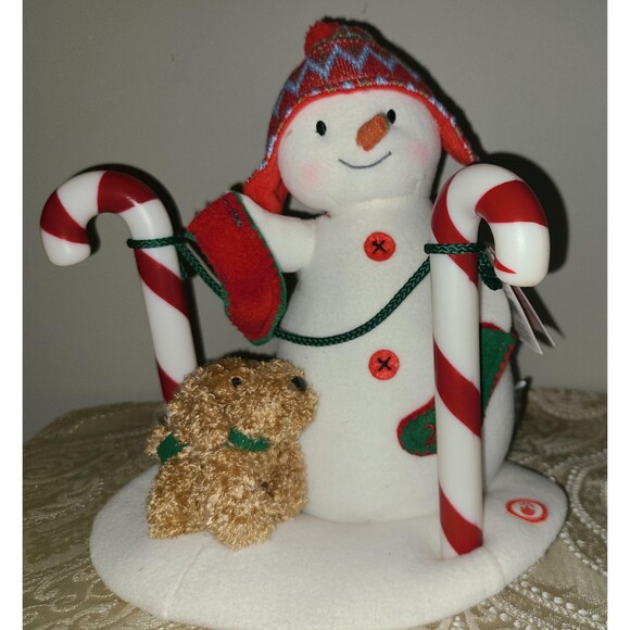 Hallmark Jingle Pals 2017 Stocking Hung With Care Singing Snowman Candy Canes - Picture 1 of 3